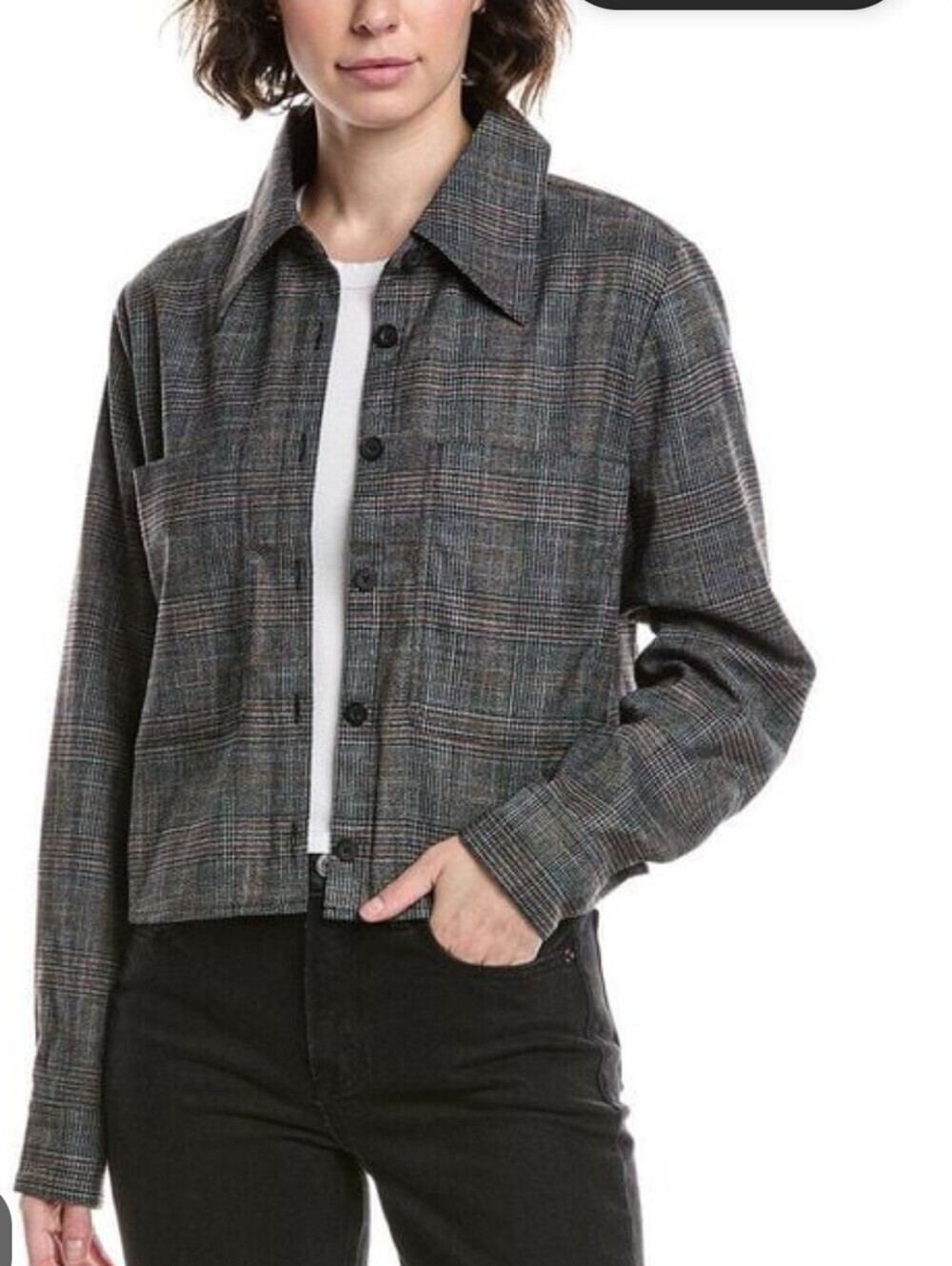 Cabi Plaid Button-Front Cropped Jacket 4711